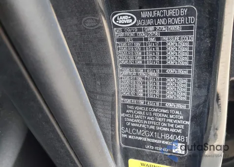 2020 Land Rover Discovery Sport R-Dynamic Hse из США, поврежденный, VIN SALCM2GX1LH840481